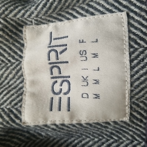 🖤 Macy's Esprit Black and White Herringbone Patterned Coat 🖤 - Picture 2 of 12